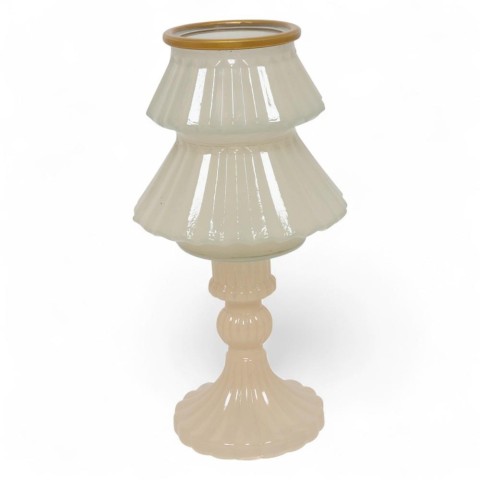 PORTACANDELA VETRO TALLINA CREMA H.20.5